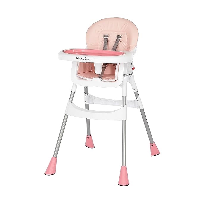 Dream On Me Portable 2-in-1 Tabletalk High Chair, Convertible Compact Light Weight Highchair, Pink