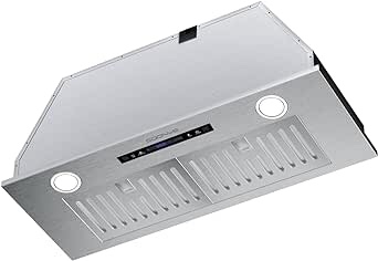 SOONYE Range Hood 30 inch, Insert Range Hood 600 CFM Kitchen Vent Stove Hood with 3 Speed Gestures Sensor Touch Control with Remote, Permanent Baffle Filter, Ducted/Ductless Convertible