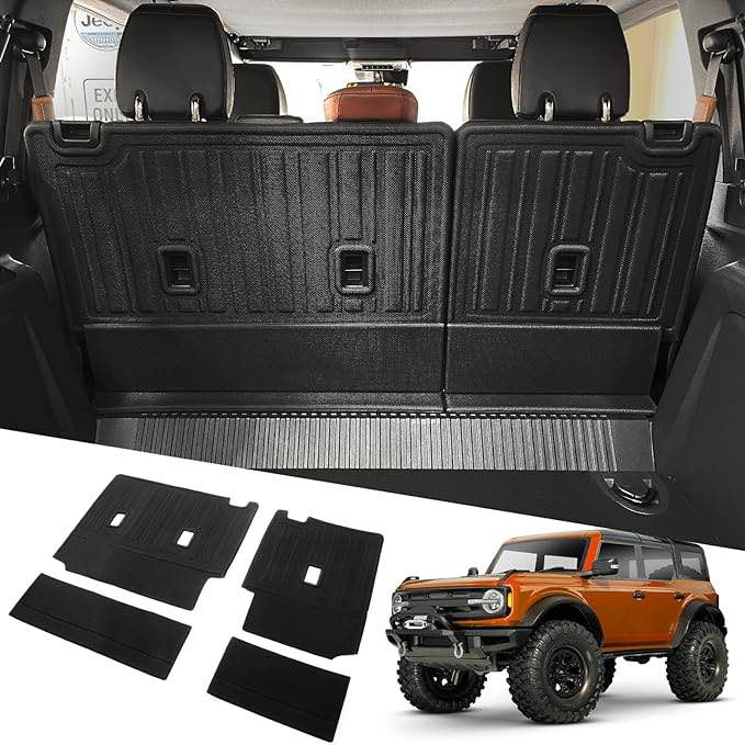 CARESA Rear Back Seat Cover Touch Fastener Full Coverage for Ford Bronco Accessories 2021 2022 2023 2024 4 Door Dog Seat Liner Back Seat Cover with Folding Lip