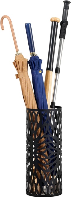 Umbrella Holder with Removable Drip Tray and 8 Hooks,Antique Metal Umbrella Stand Free Standing,Industrial Umbrella Rack for Home Office Entry Hallway Patio Decor(Black)