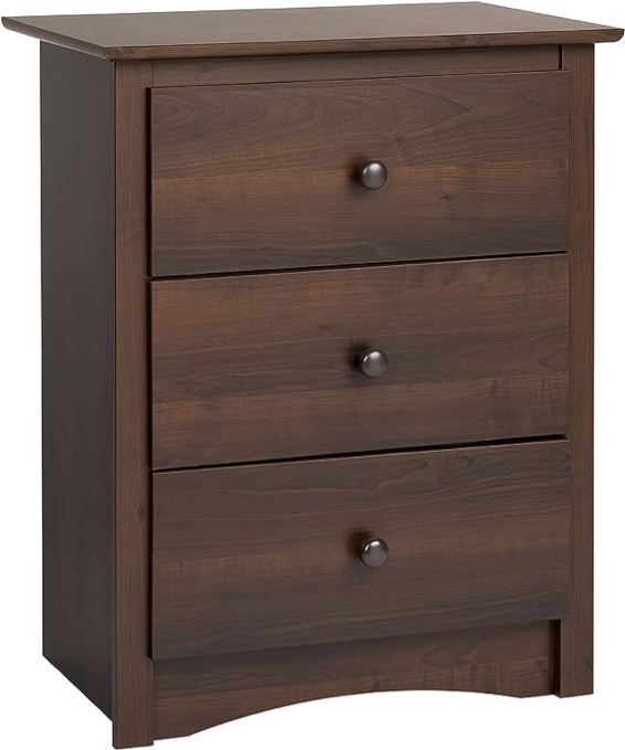 Prepac Sonoma Traditional Tall Nightstand Side Table with 3 Drawers, Functional Tall 3-Drawer Bedside Table 16" D x 23" W x 29" H, Espresso, EDC-2403 Visit the Prepac Store