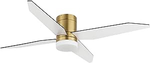 LEDLUX 60" Ceiling Fan with Light and Remote, Flush Mount Ceiling Fan 4 Blades Low Profile LED Ceiling Fan, Noiseless Reversible Motor, Indoor for Bedroom/Living Room/Porch (Gold)