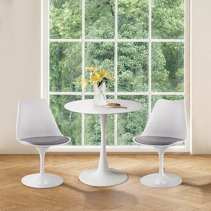jaxpety HG61H0622-13 JAXPETY Modern Round Dining Table White Tulip Table 31.5" Mid-Century Leisure Table Top 1/2