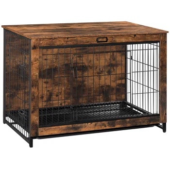 Double Door Pet Crate With Lockable Entrance and Pull-out Tray
