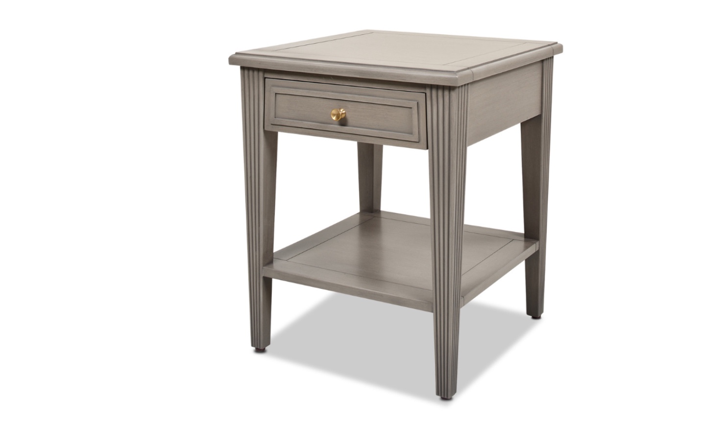 Dauphin Storage Shelf Side Table, Grey Cashmere