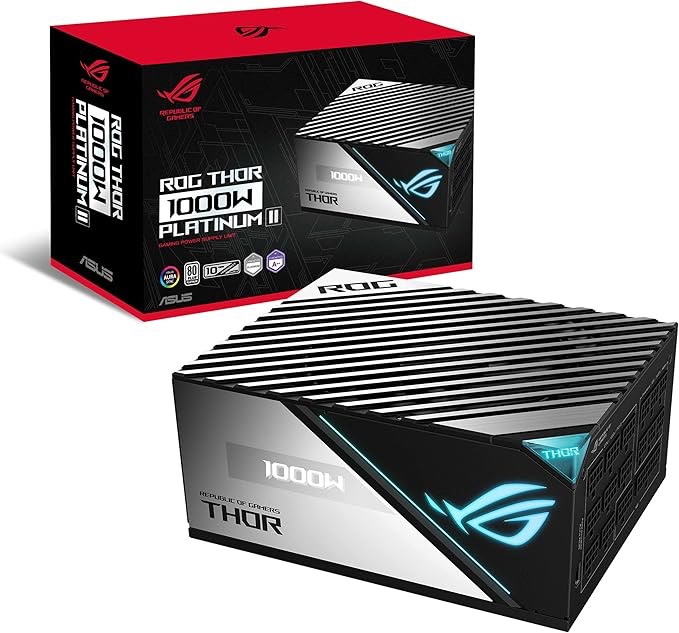 ASUS ROG Thor 1000W Platinum II Fully Modular Power Supply with 1000W, 80+ Platinum, ROG Heatsinks, 