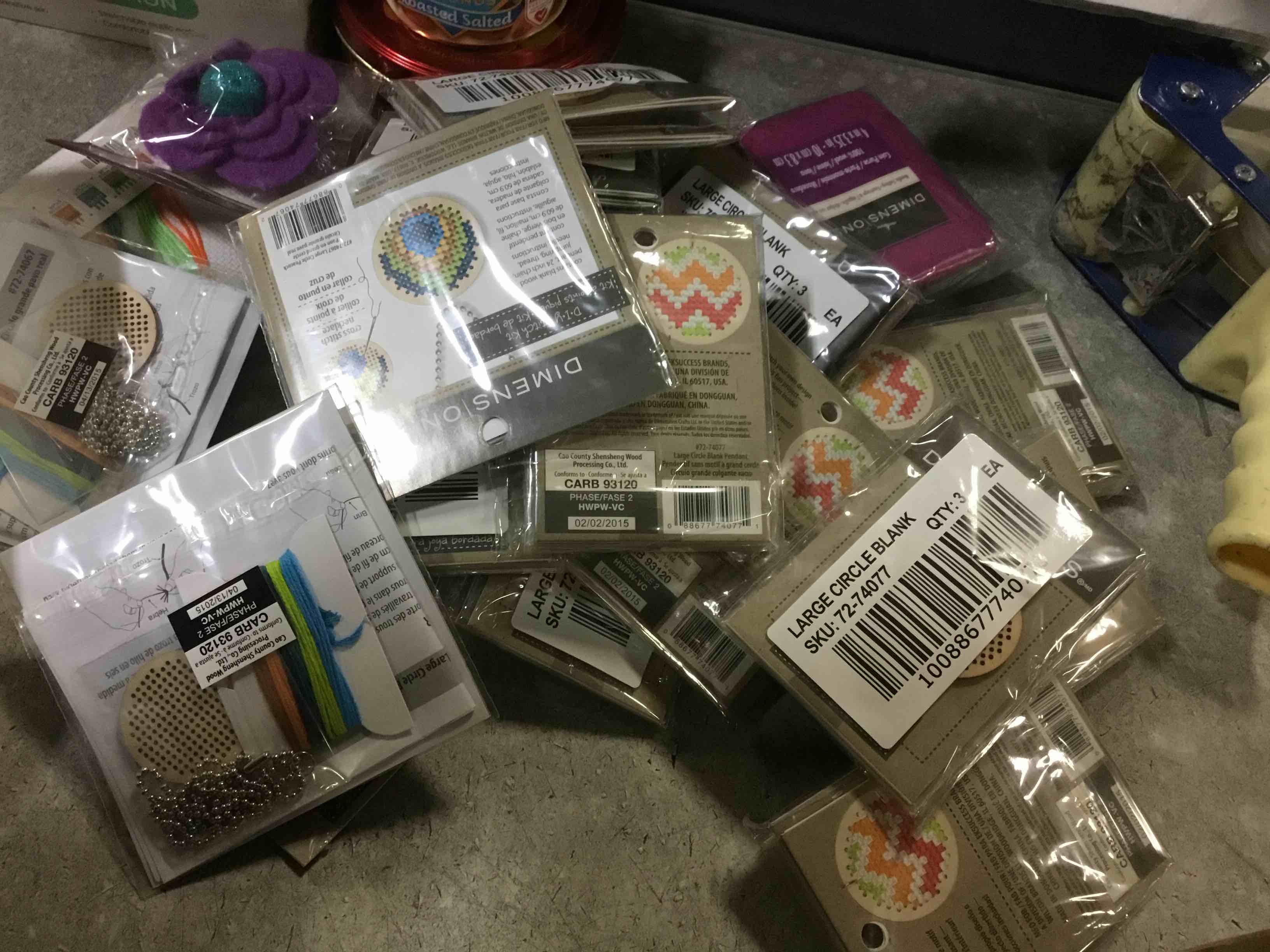 Assortment of Dimensions DIY stitch kit (variety styles size colors)/ Embellishments large purple mum