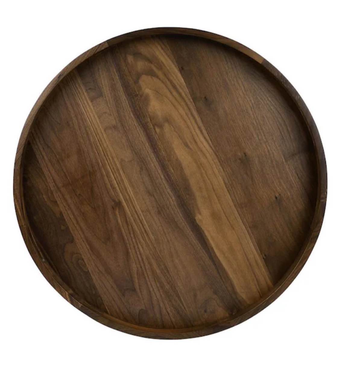 26 in. W x 2.4 in. H x 26 in. D Brown Walnut Wood Serving Trays Round