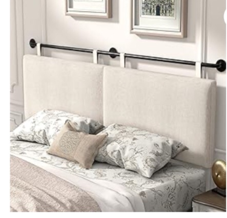 HouseMila Headboards for Queen Size Bed, Wall Mounted Headboard with Fine Linen Upholstery and Button Tufting, Adjustable Heigh Headboard for Bedroom (Beige, Queen)