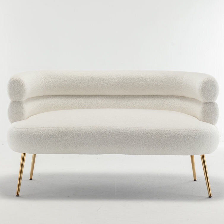 Willa Arlo Fontinella Recessed Arm Standard Loveseat - White 
