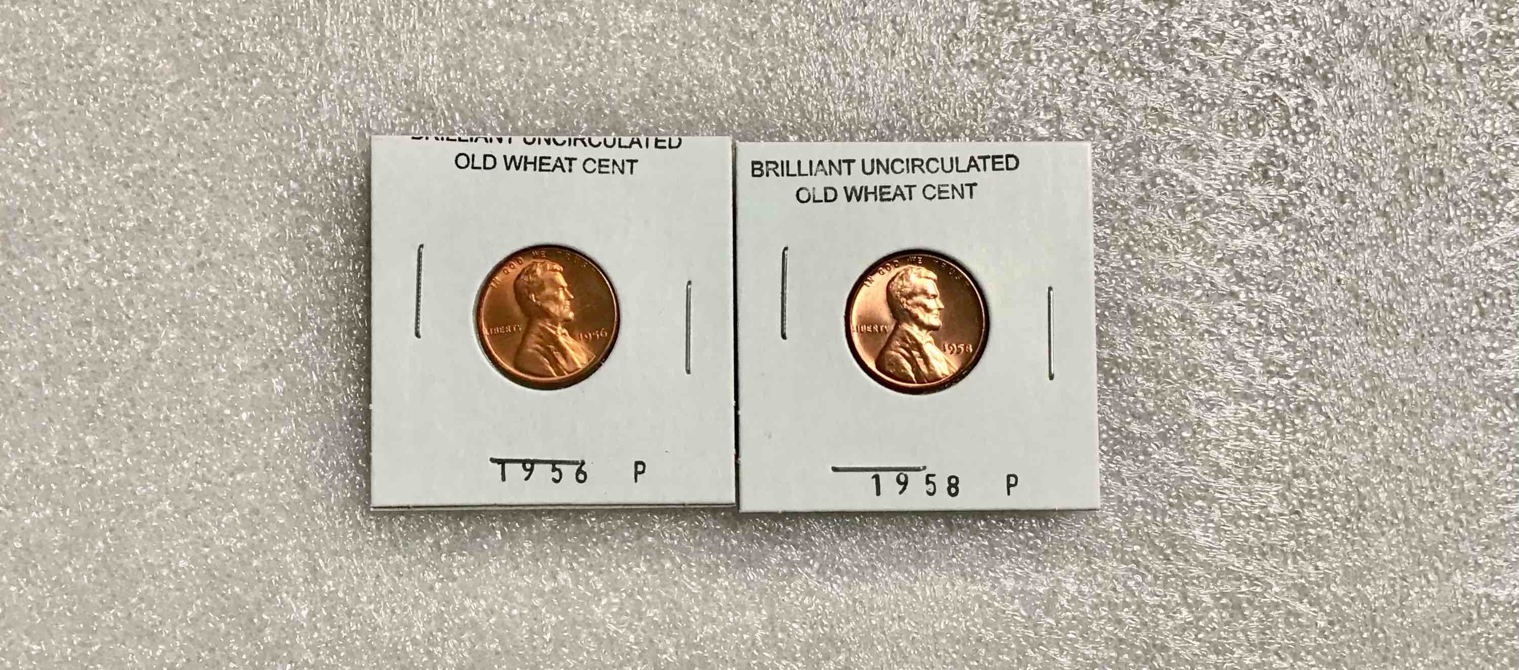 2 Brilliant Uncirculated Old Wheat Cents 