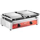 Avantco P84 Double Commercial Panini Sandwich Grill with Grooved Plates - 18 3/16" x 9 1/16" Cooking Surface - 120V, 3500W