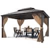 8 ft. x 11 ft. Hardtop Gazebo, Metal Double Roof Gazebo, Permanent Galvanized Steel Pavilion Gazebo with Aluminum Frame