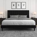 King Size Black Velvet Channel Tufted Headboard Only