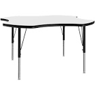 Correll 48" Clover Shaped, Classroom Dry Erase/Markerboard Top Activity Table, Height Adjustable (19"-29), White Durable High Pressure Laminate, School Furniture, Made in The USA (ACZ48DE-CLO-80)