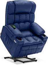 **INCOMPLETE** MCombo Dual Motor Power Lift Recliner Chair with Massage and Heat for Elderly People, Infinite Position, USB Ports, Cup Holders, Extended Footrest, Faux Leather 7890 (Blue, Medium)