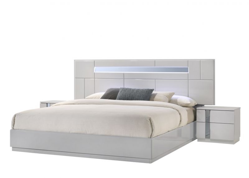 **INCOMPLETE**J&M Furniture Palermo King Platform Bed - Grey High Gloss 