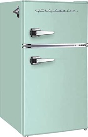 Frigidaire EFR840-MINT EFR840 Retro Mini Fridge with Freezer & Side Bottle Opener-Small 2 Door Refrigerator for Office Bar or College Dorm Room-3.2 Cu Ft, Mint