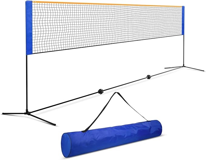 ORIENTOOLS Badminton Tennis Net Set, Portable Sports Set with Poles Carrying Bag for Kids Volleyball Pickleball Indoor, Outdoor, Beach, Backyard 