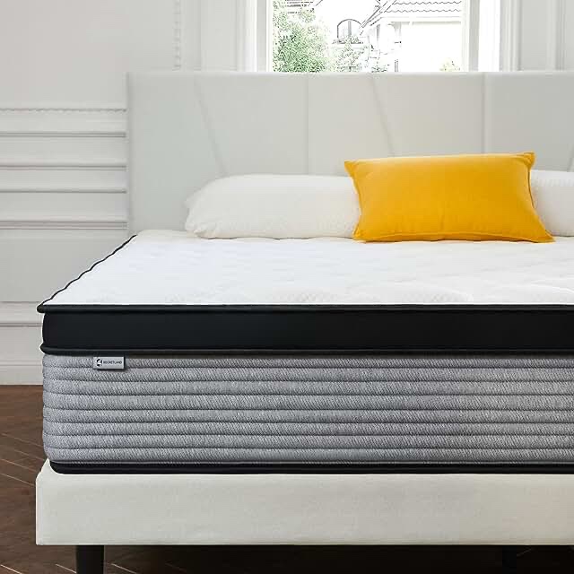 S SECRETLAND Queen Mattress, 14 Inch Hybrid Memory Foam Mattress and Individual Pocket Springs,Queen Bed in a Box with Pressure Relief and Cooler Cover,Medium Queen Size