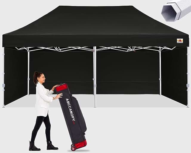 ABCCANOPY Ez Pop Up Canopy Tent with Sidewalls 10X20 Commercial -Series,Black