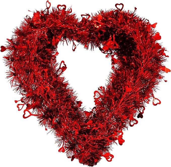 Orrhyunii 13” Wreath Rose Heart Wreath Artificial Simulation Floral Front Door Outdoor Indoor Wreath Decorations for Wedding, Party, Home, Staircase, Valentine’s Day