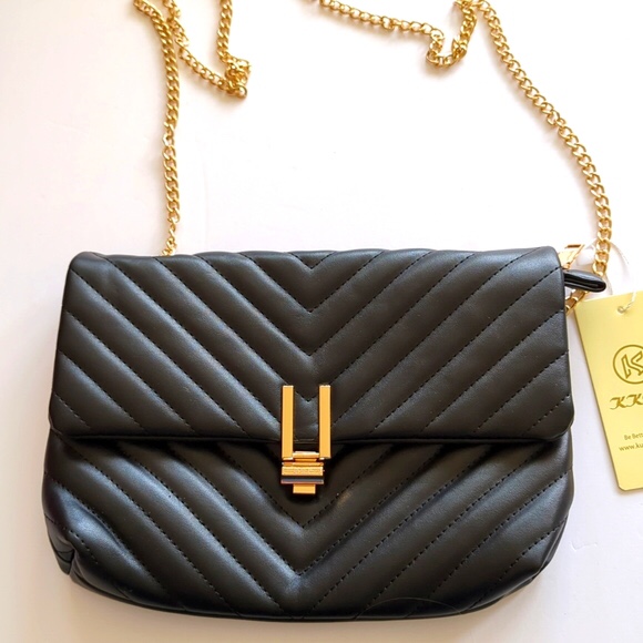 KKXIU Small Black Quilted Shoulder Bag NWT