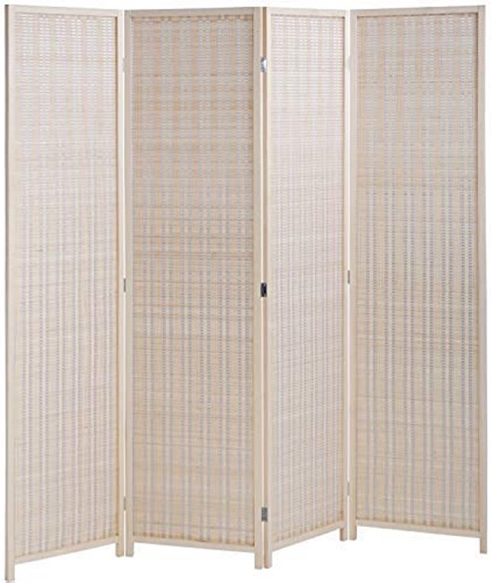 Bamboo Room Divider Folding Privacy Screen 4 Panel 72 Inches High 17.7 Inches Wide Room Divider For Living Room Bedroom Study, Natural