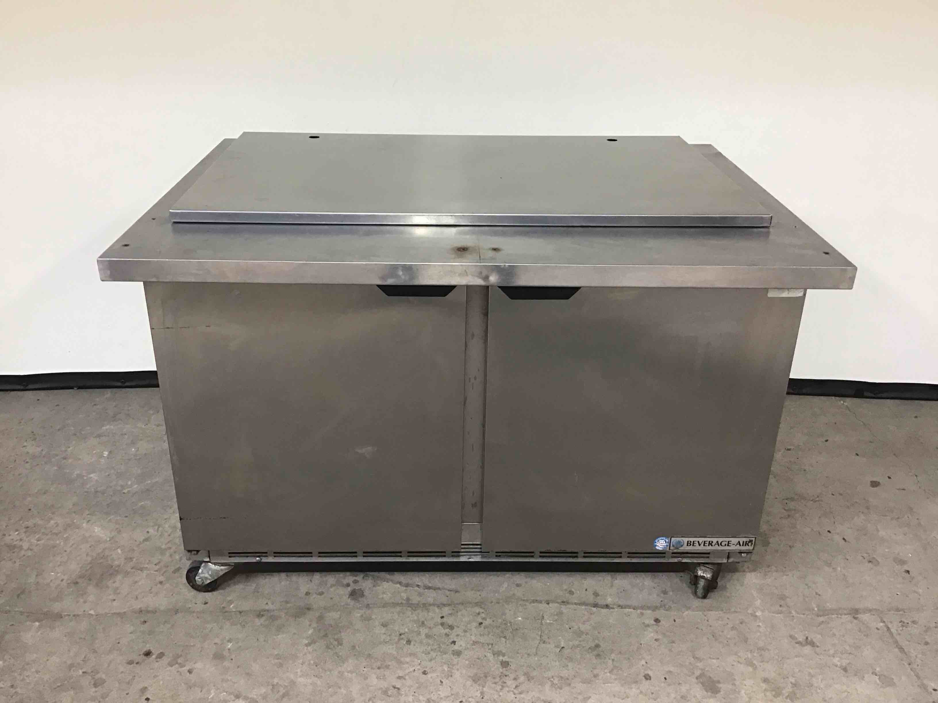 BEVERAGE AIR STAINLESS STEEL 2 DOOR MEGATOP SANDWICH PREP TABLE 