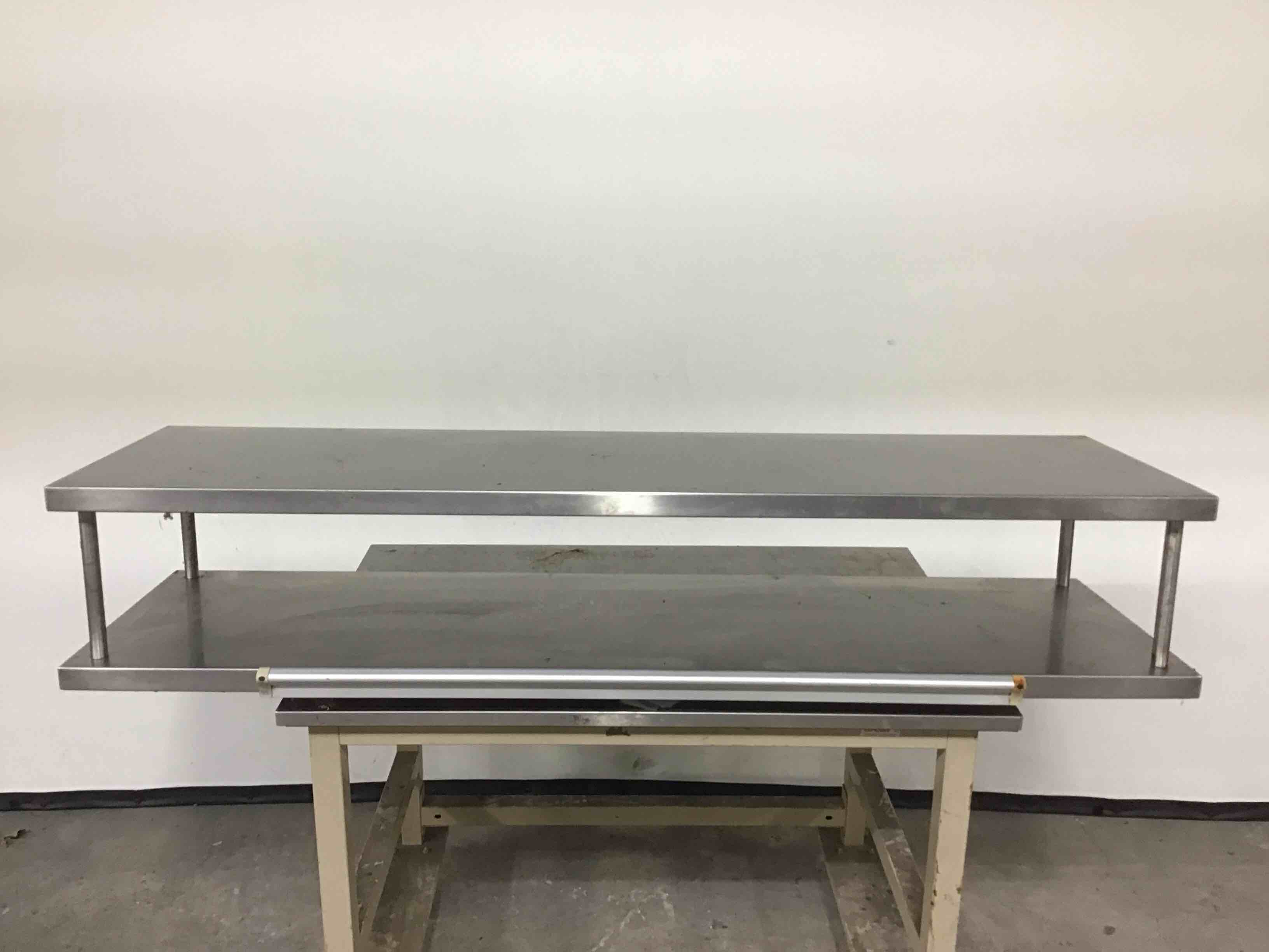 72 INCH STAINLESS STEEL DUAL OVER SHELF WITH TICKET RAIL