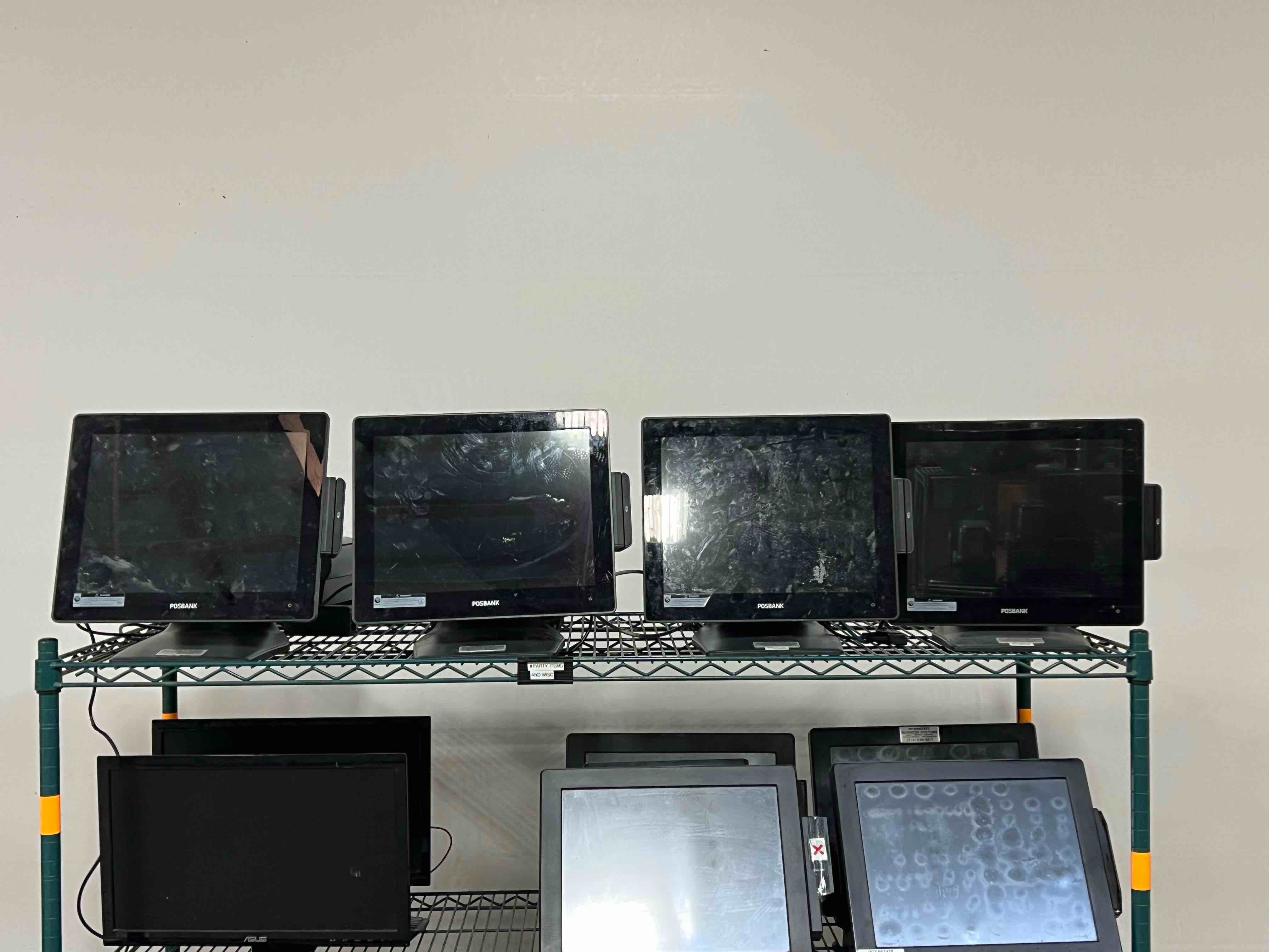 LOT OF FOUR POSBANK APEX PRIME TOUCH SCREEN MONITORS