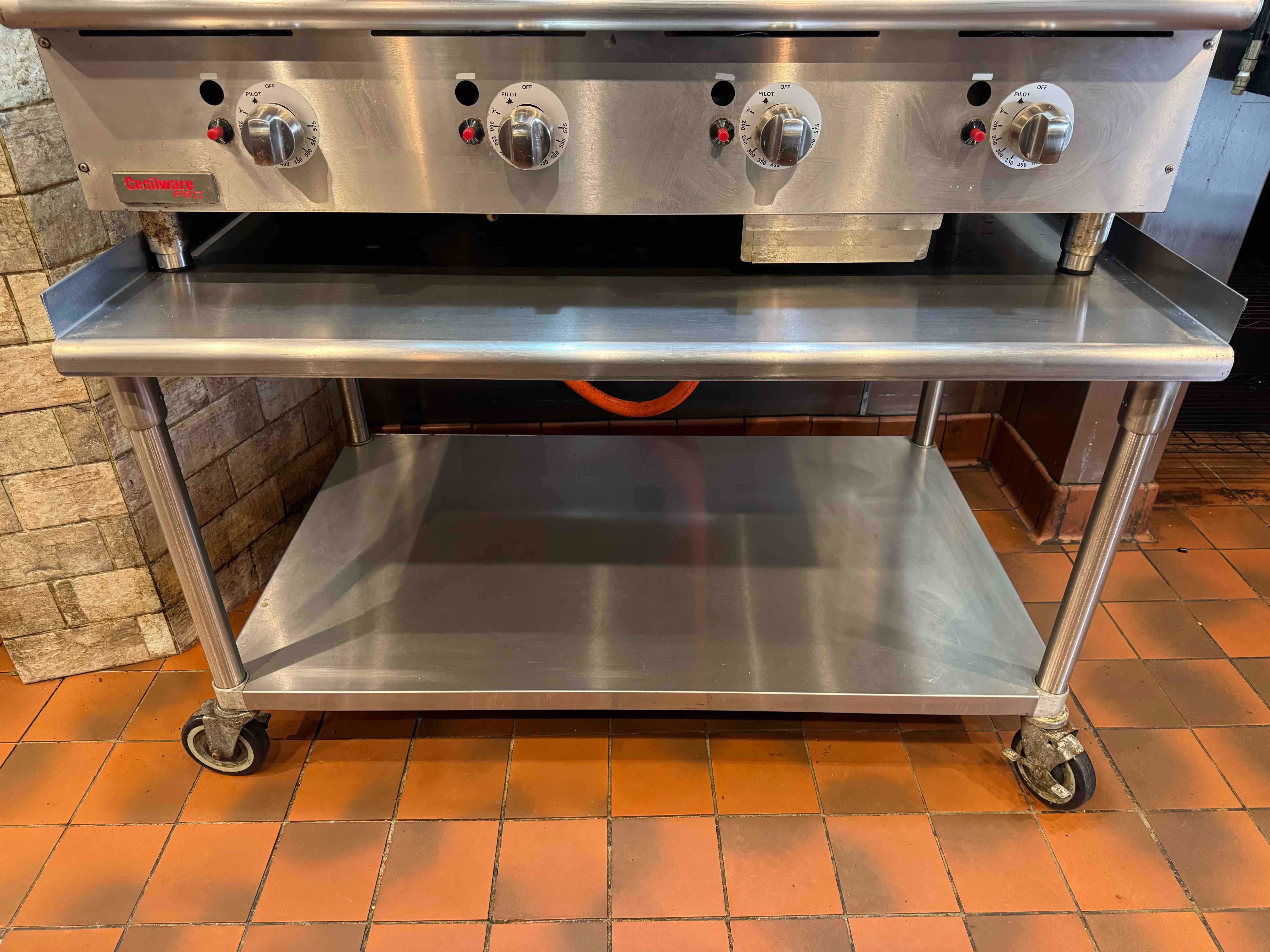 49 INCH ALL STAINLESS STEEL EQUIPMENT STAND ON CASTERS