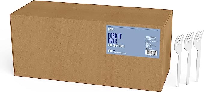 PERK, Plastic Fork, Medium-Weight, White, 1000 Units