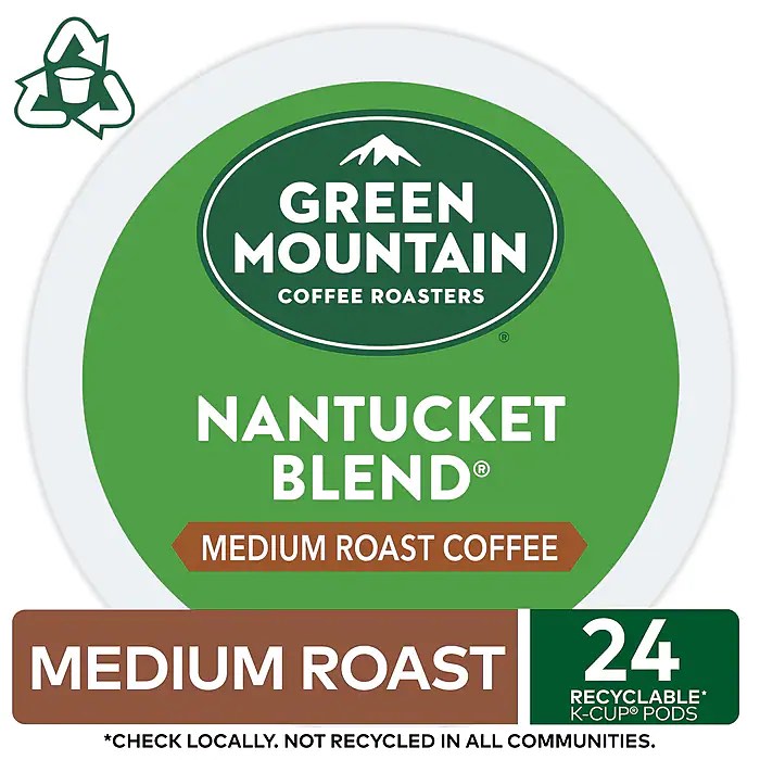 Keurig Green Mountain Coffee Regular Nantucket Blend K-Cup Pod, Medium Roast, 24 Pods (Exp 09/30/24)