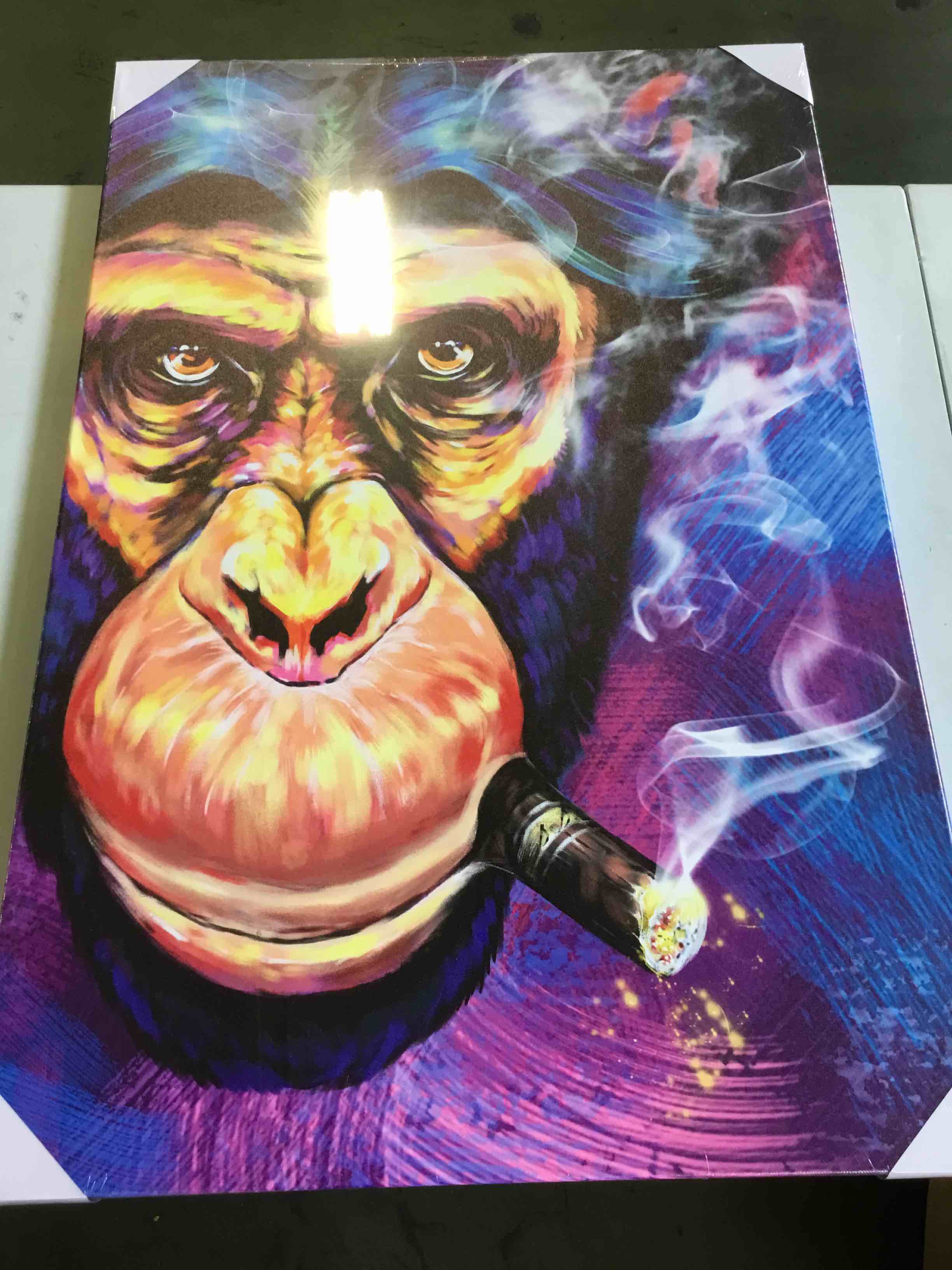 KLVO5 Modern Monkey Smoking, Canvas 24” x 36”