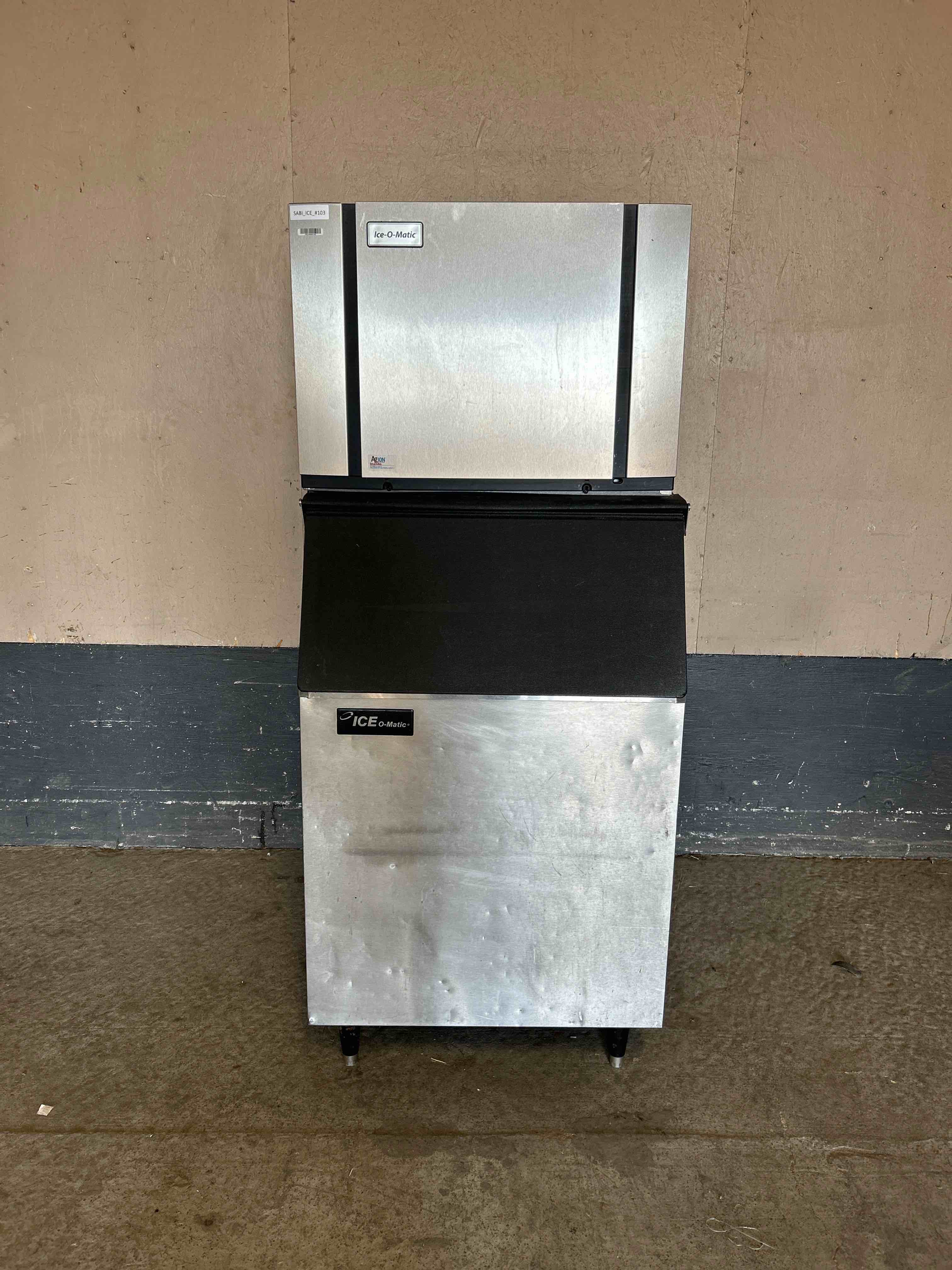 2019 ICE O MATIC 530LB CAPACITY AIR COOLED HALF CUBE ICE MACHINE WITH BIN