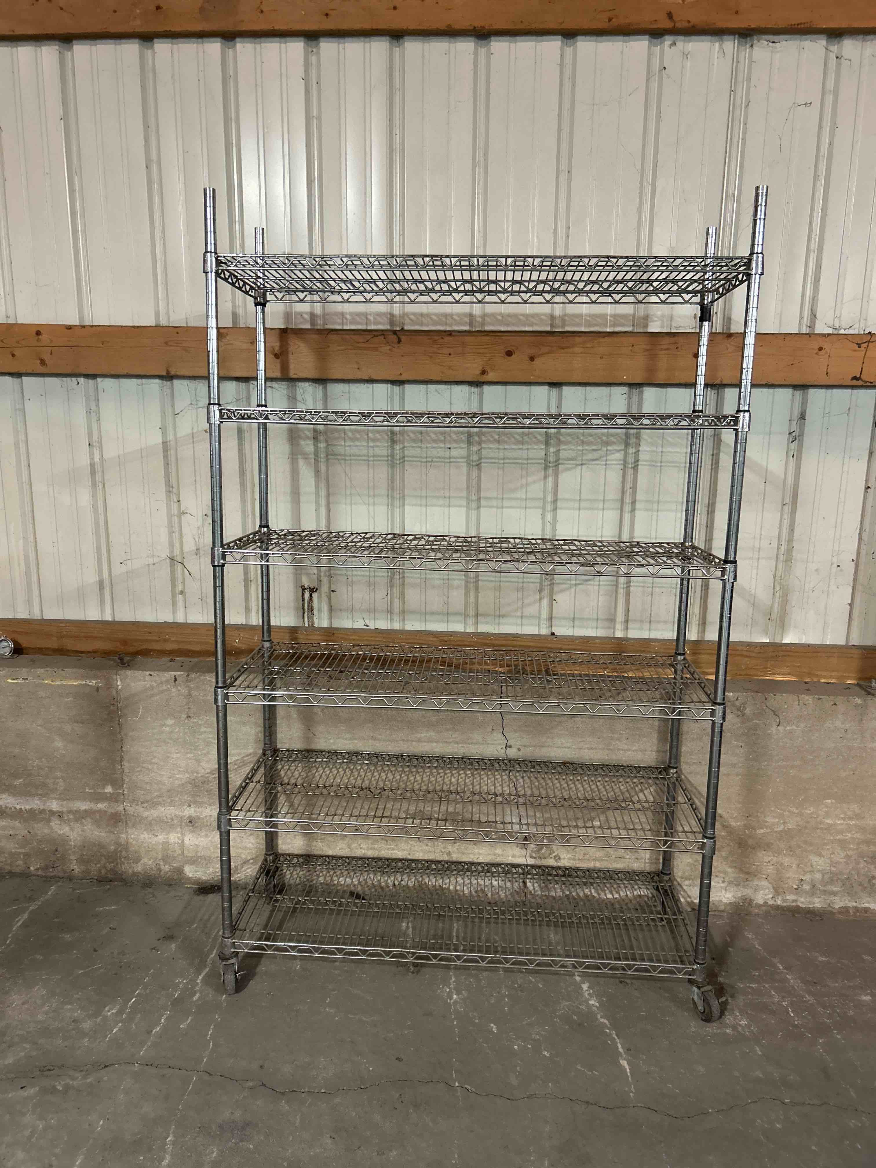48x18x76 INCH 6 TIER CHROME RACK ON CASTERS