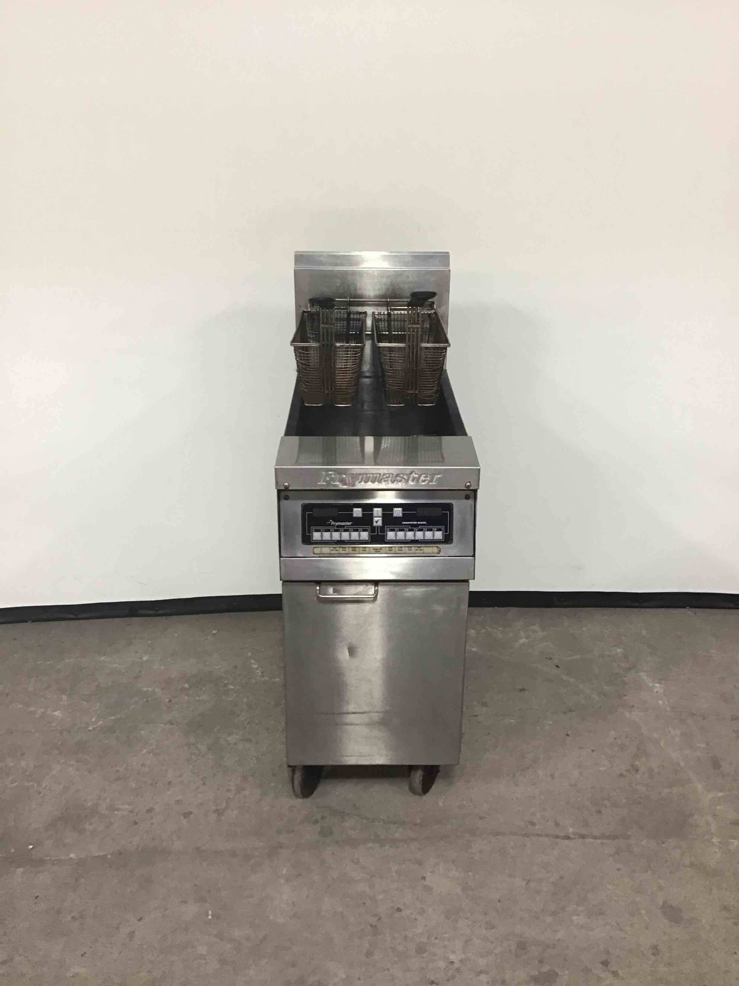 FRYMASTER 50 LB NATURAL GAS DEEP FRYER WITH BASKETS ON CASTERS