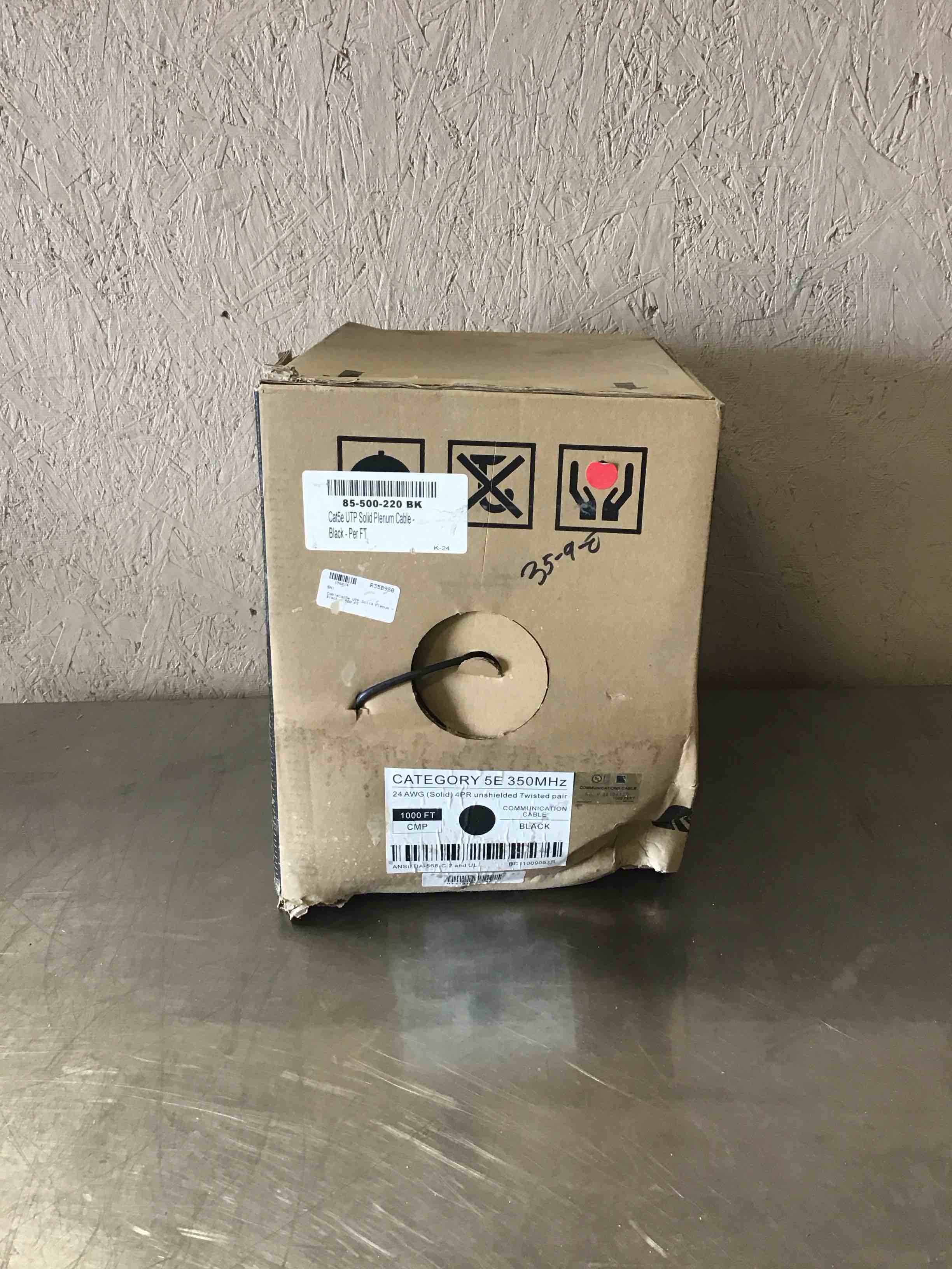 PARTIAL 1000 FOOT ROLL OF BLACK 350MHz CAT5E 24 AWG WIRE