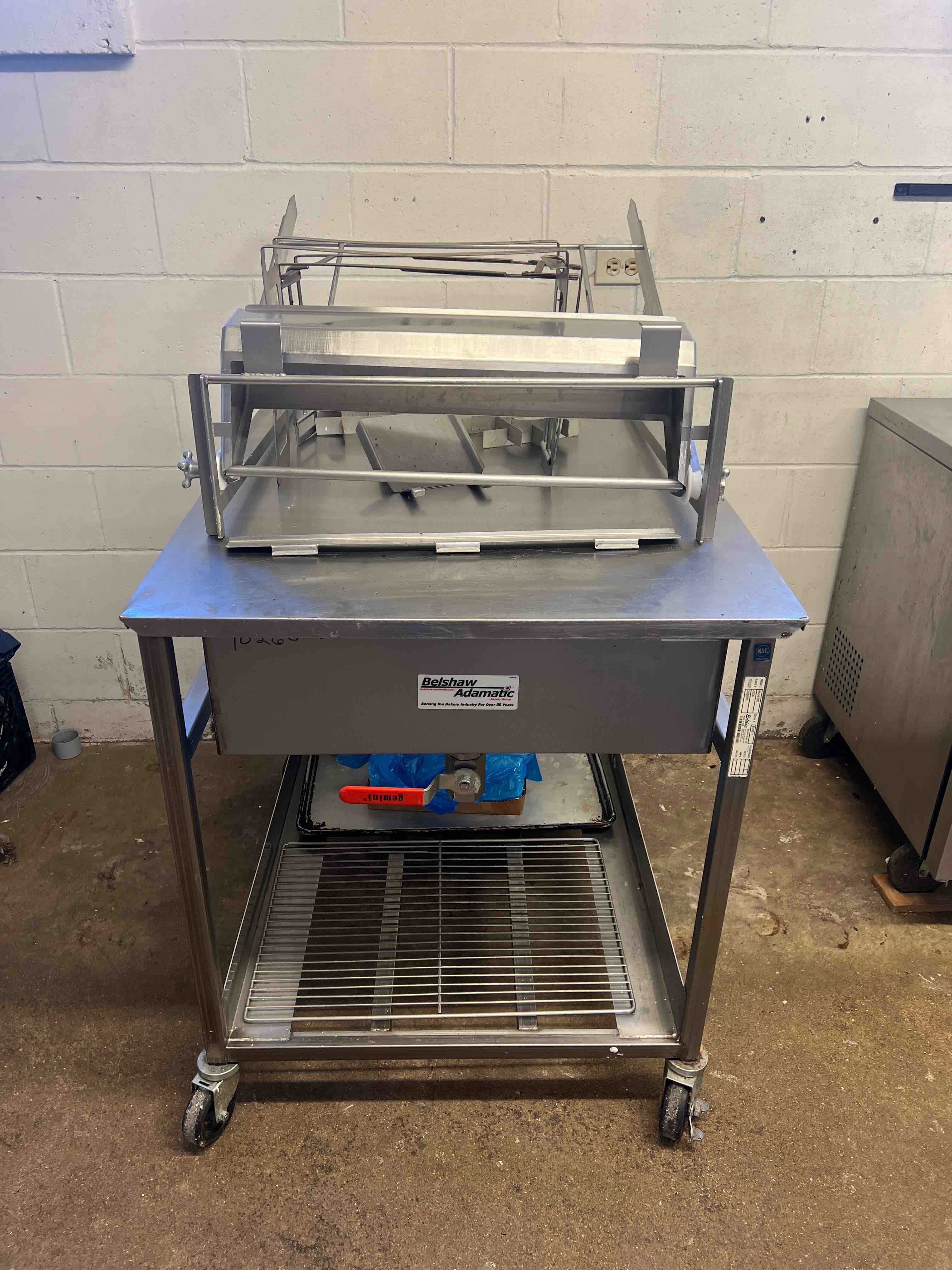 BELSHAW STAINLESS STEEL ICING/GLAZING TABLE ON CASTERS