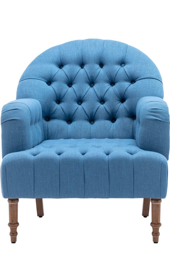 Lifeand, Button-Tufted Upholstered, Mid Century Modern Linen Fabric for Living Room Bedroom Office Lounge Accent Chair Set, light Blue