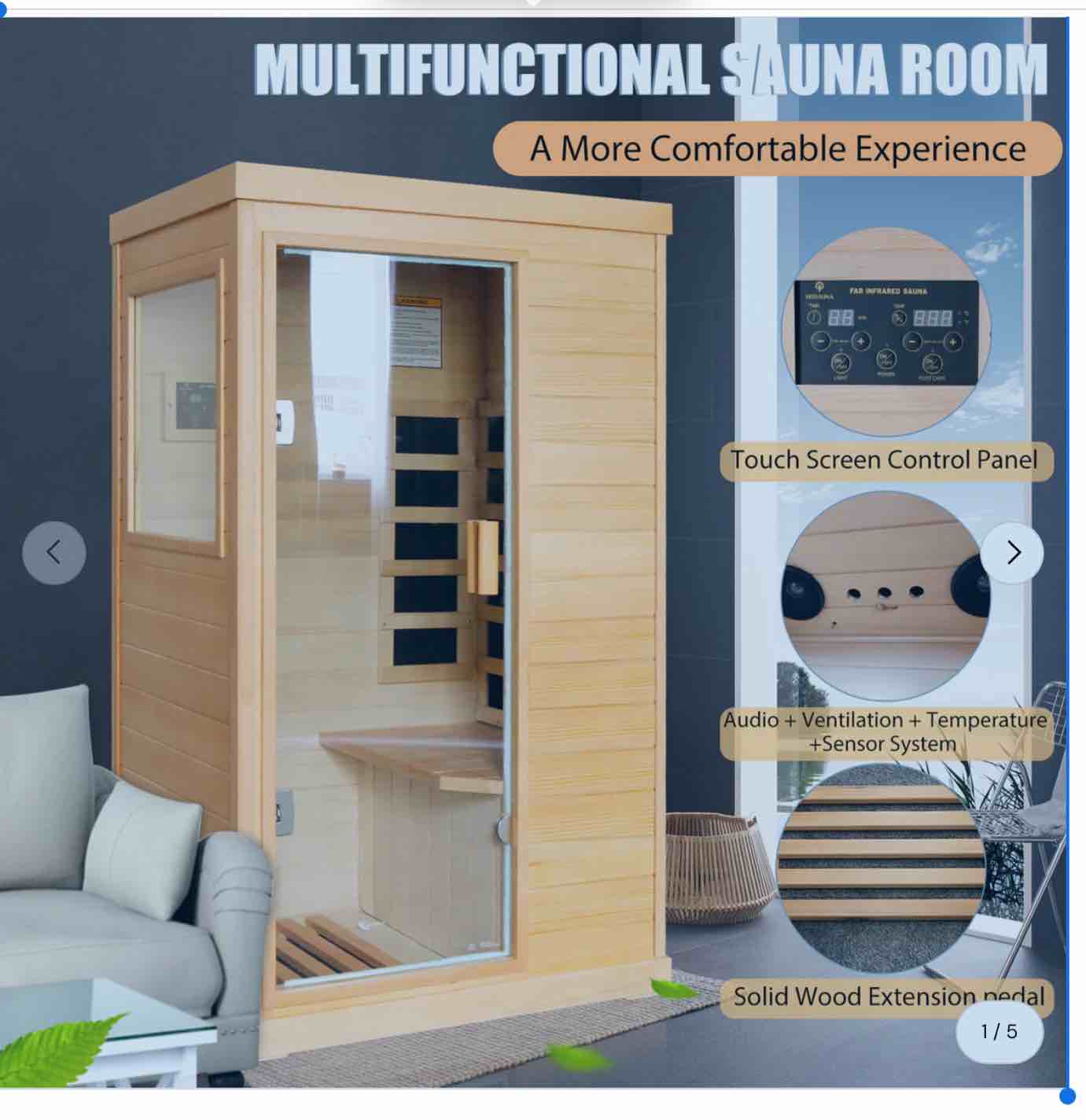 Hershey far-infrared wooden sauna room (incomplete)