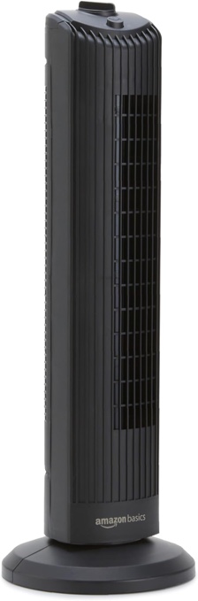 Amazon Basics Manual 3 Speed Oscillating Tower Fan with Mechanical Control, 28 Inch, Black