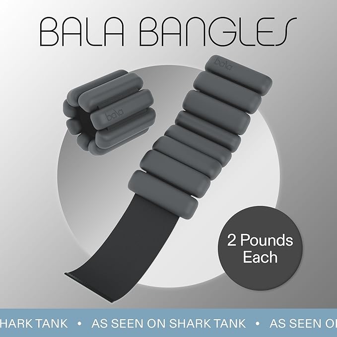 Bala Bangles - Set of 2 1lb each | Adjustable Wearable Wrist & Ankle Weights | Yoga, Dance, Barre, Pilates, Cardio, Aerobics, Walking