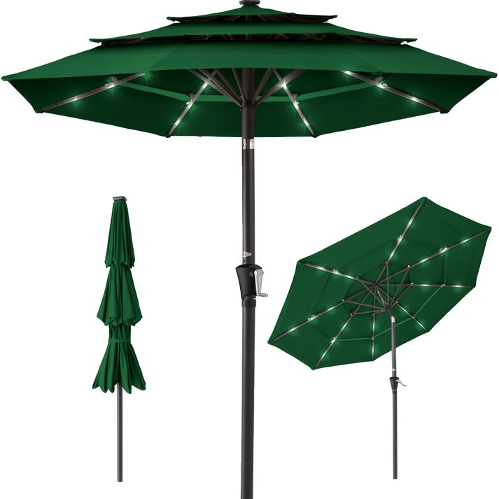 3-Tier Solar Patio Umbrella w/ LED Lights, Tilt Adjustment, Crank - 10ft 4.7 63 Reviews See reviews summary $179.99 