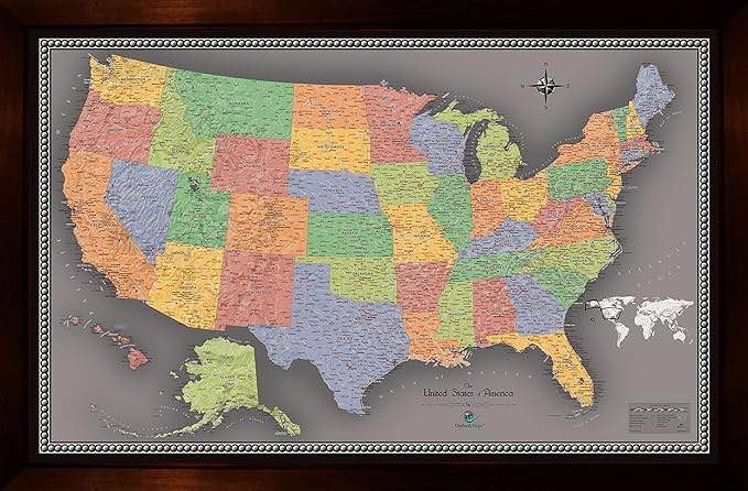 Framed Magnetic Travel USA Map