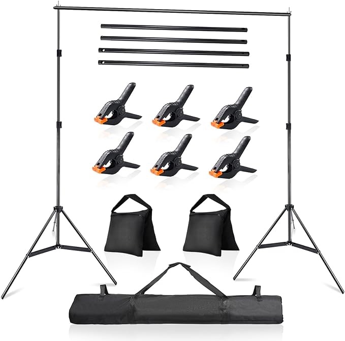 LDGHO Photo Video Studio 10x7Ft (WxH) Adjustable Background Stand Backdrop Support System Kit with Carry Bag