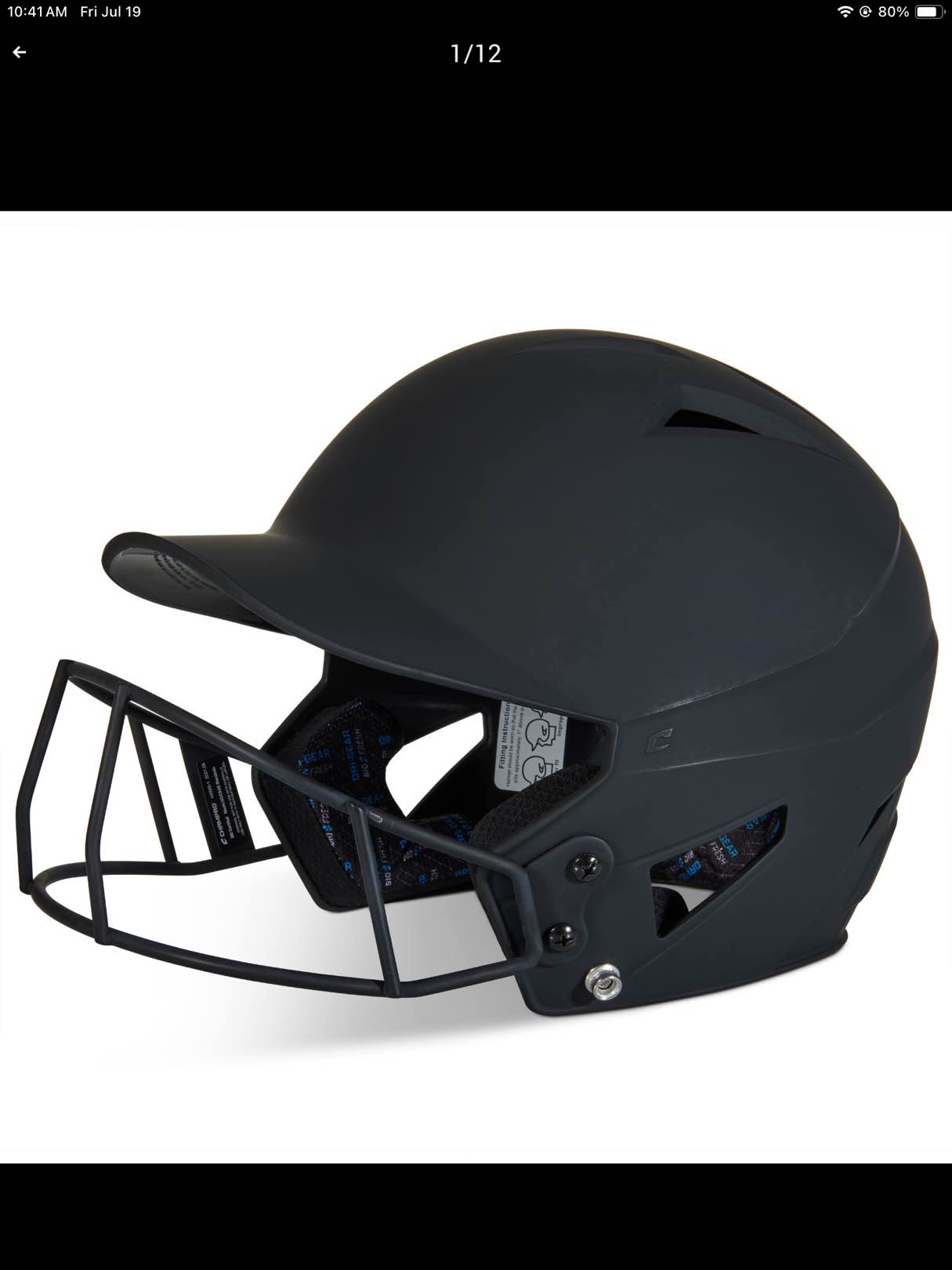 CHAMPRO HX Rise Fastpitch Softball Batting Helmet with Facemask in Solid Color Matte Finish, Black, Junior, HXFPMBJ Medium