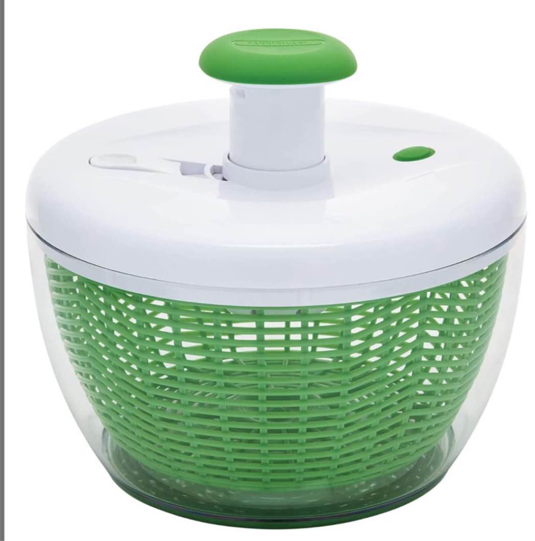 Farberware Easy to use pro Pump Spinner with Bowl, Colander and Built in draining System for Fresh, Crisp, Clean Salad and Produce, Large 6.6 quart, Green