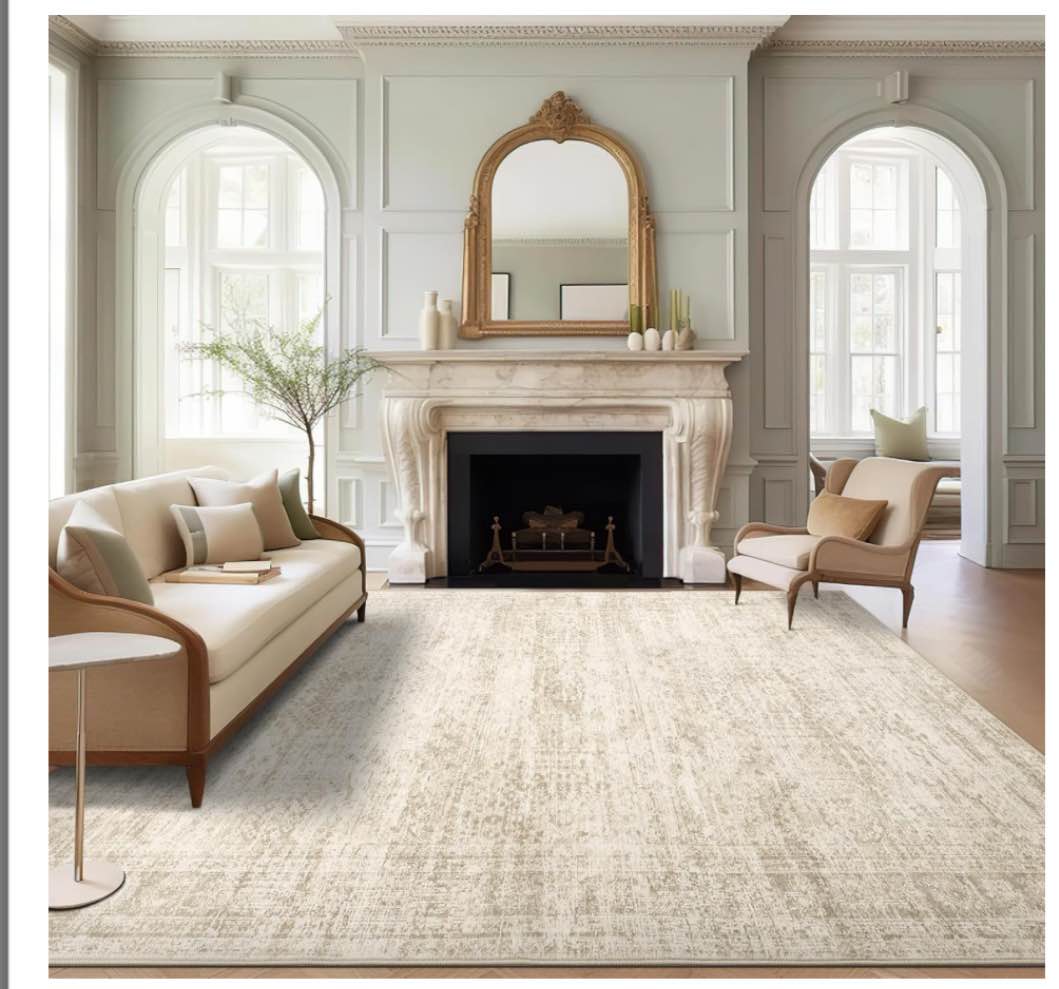 ((similar ))) Soalmost Washable Area Rug Large Soft Rugs for Living Room Vintage Beige Rug 8x10 Area Rugs for Bedroom Dining Room Non-Slip Stain Resistant Under...